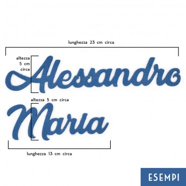 Nome in Feltro Celeste Personalizzabile h 5cm