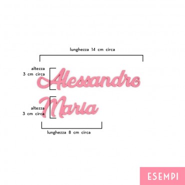 Nome in Feltro Rosa Personalizzabile h 3cm