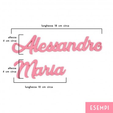Nome in Feltro Rosa Personalizzabile h 4cm