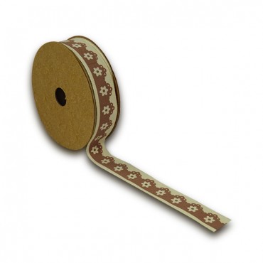 Nastro in cotone stampato per decorazioni e fiocchi 18mm 5mt Moro