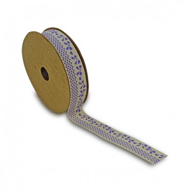Nastro in cotone stampato per decorazioni e fiocchi 18mm 5mt Lilla