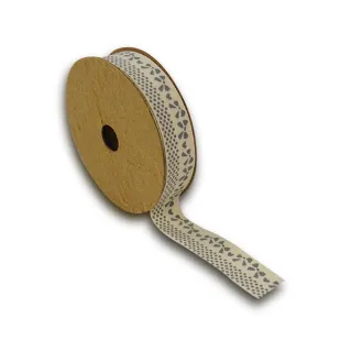 Decorated Cotton Ribbon 18mm for Decorations and Bows 5mt Gray