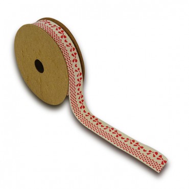 Nastro in cotone 18mm decorato per decorazioni e fiocchi 5mt Rosso