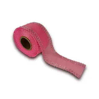 Pasamaneria de tul con bordes de saten de encaje 40mm 5mt Rosa