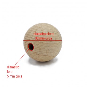 Sfera legno preforate 30mm