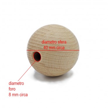 Sfera legno preforata 40mm
