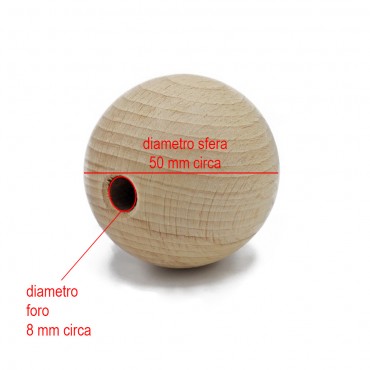 Sfera legno preforata 50mm