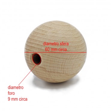 Sfera legno preforata 60mm