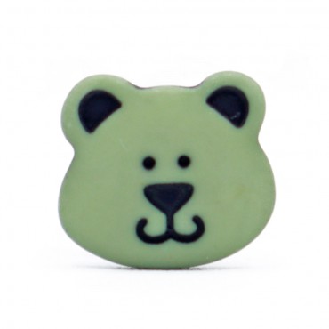 Bottone Yoghi orsetto pastello inciso con gambo 15mm Verdino