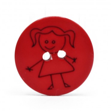 Bottone per bambini Girl con stampa colorata resistente Rosso