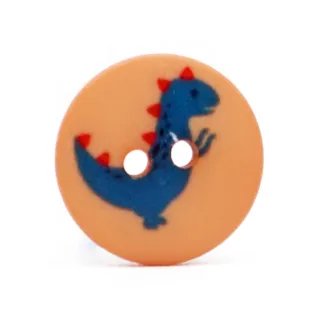 Pastel Colors Dino Button 12mm Arancio