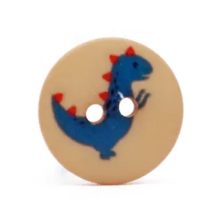 Pastel Colors Dino Button 12mm Beige