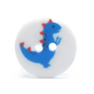 Pastel Colors Dino Button 12mm White