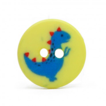 Bottone Sauro con draghetto pastello in poliestere 12mm Giallo