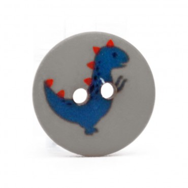 Bottone Sauro con draghetto pastello in poliestere 12mm Grigio