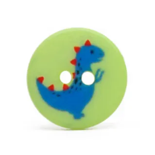 Pastel Colors Dino Button 12mm Lime