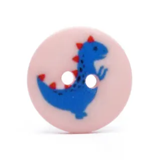 Pastel Colors Dino Button 12mm Pink