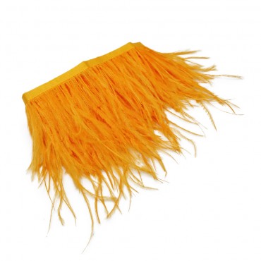 Frange di piume di struzzo naturali con bordino raso per applicazioni Giallo