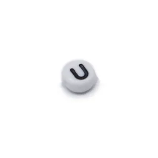 Perla letra blanca de PVC para cadenas de chupete y collares Blanco