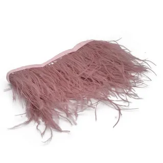 Fronde de plumas de avestruz naturales borde de satén para aplicaciones Rosa