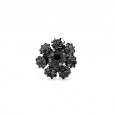 Bottone Flower Strass Grigio