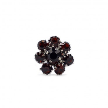 Flower Strass Button 15mm Grey | Tessiland