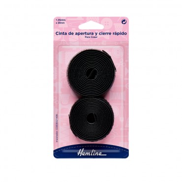 Nastro a strappo velcro cucibile maschio e femmina 2cm Nero