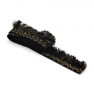 Black Gold Ethnic Fringe 3m