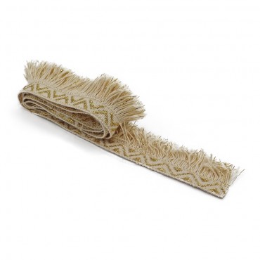 Cream Gold Ethnic Fringe 3m