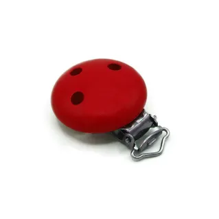 Round Nickel-Free Pacifier Clip Red