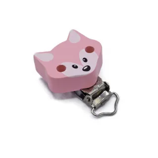 Nickel Free Fox Pacifier Clip Pink