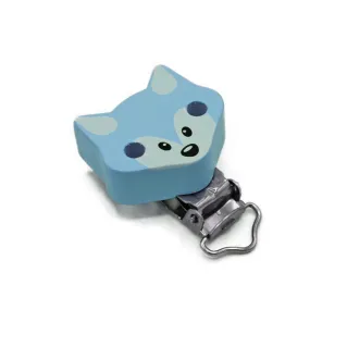 Nickel Free Fox Pacifier Clip Azzurro