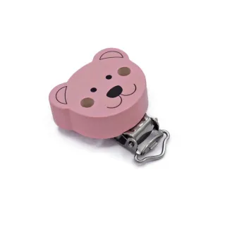 Bear Shaped Pacifier Clip Nickel Free Pink