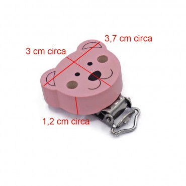 Clip per ciuccio Orso Rosa