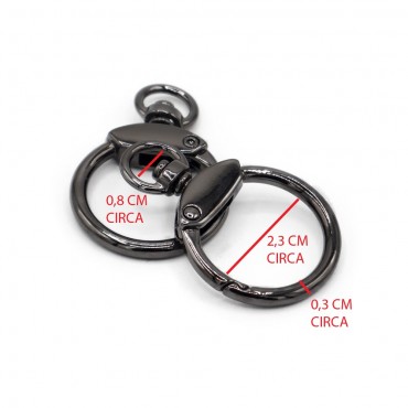 Mosquetones Anillo y ojiva Negro Cañon de Escopeta mm25 Pz 2 para bolsos de crochet | Tessiland