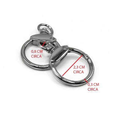 Mosquetones Anillo y ojiva Plata mm25 Pz 2 para bolsos de crochet | Tessiland