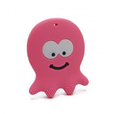 Ciondolo dentizione Polpo in silicone BPA free Rosa