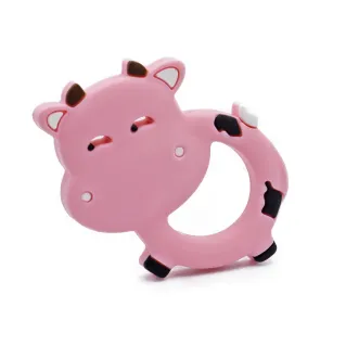 BPA Free Silicone Cow Teething Pendant Pink