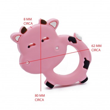 Ciondolo Dentizione Mucca Rosa