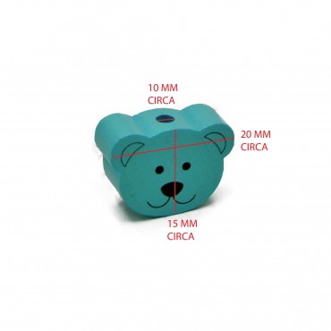 Perlina legno Orsetto Turchese
