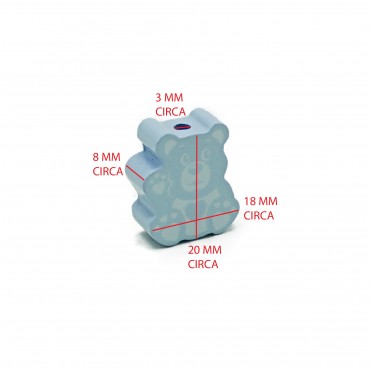 Perlina legno Orsacchiotto Azzurro