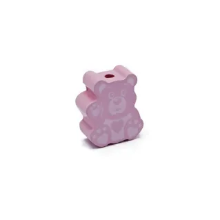 Perla separadora de madera para cadenas de chupete y bisutería Rosa