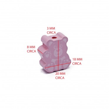 Perlina legno Orsacchiotto Rosa