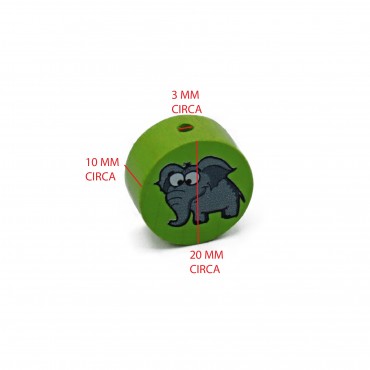 Perlina legno Elefantino Verde