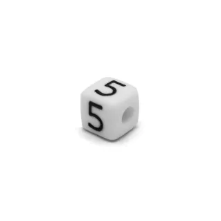 White Plastic Number Cube for Pacifier Chains and Jewelry White
