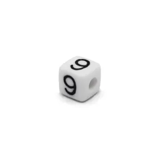 White Plastic Number Cube for Pacifier Chains and Jewelry White