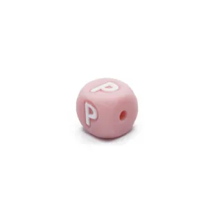 Dado letra rosa de silicona para cadenas de chupete y bisutería Rosa