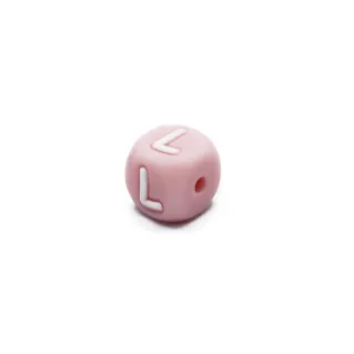 Dé en silicone rose avec lettres pour chaînes de sucette et bijoux Rose