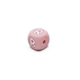Dé en silicone rose avec lettres pour chaînes de sucette et bijoux Rose