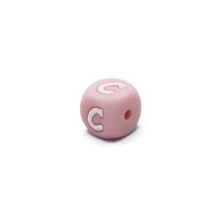Dé en silicone rose avec lettres pour chaînes de sucette et bijoux Rose
